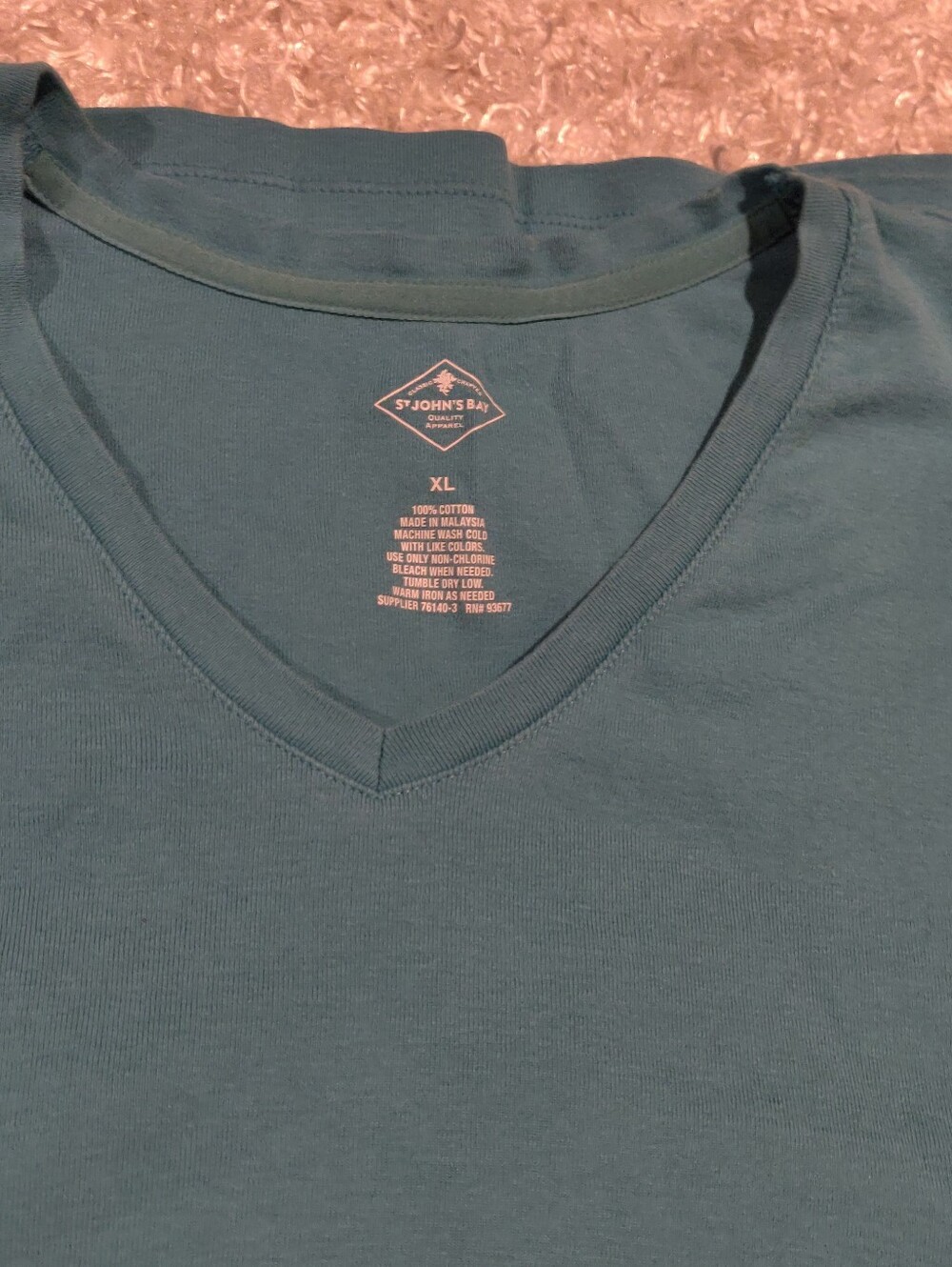 Women's St. John's Bay Teal V-Neck Shirt - Classic Comfort 3/4 Sleeve Size Large - Picture 6 of 6